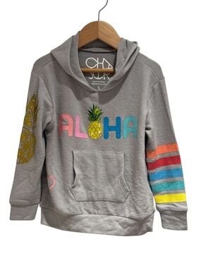 CHASER grey hoodie sweatshirt with print - size 5 - NWT